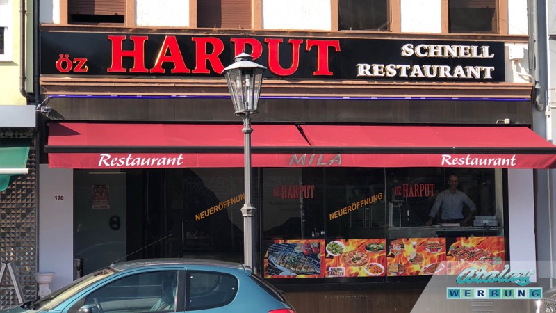 Markise und Schaufensterfront — Projekt Öz Harput Restaurant von Atalay Werbung